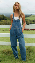 Women's Loose-fitting Denim Overall Wide-leg Pants