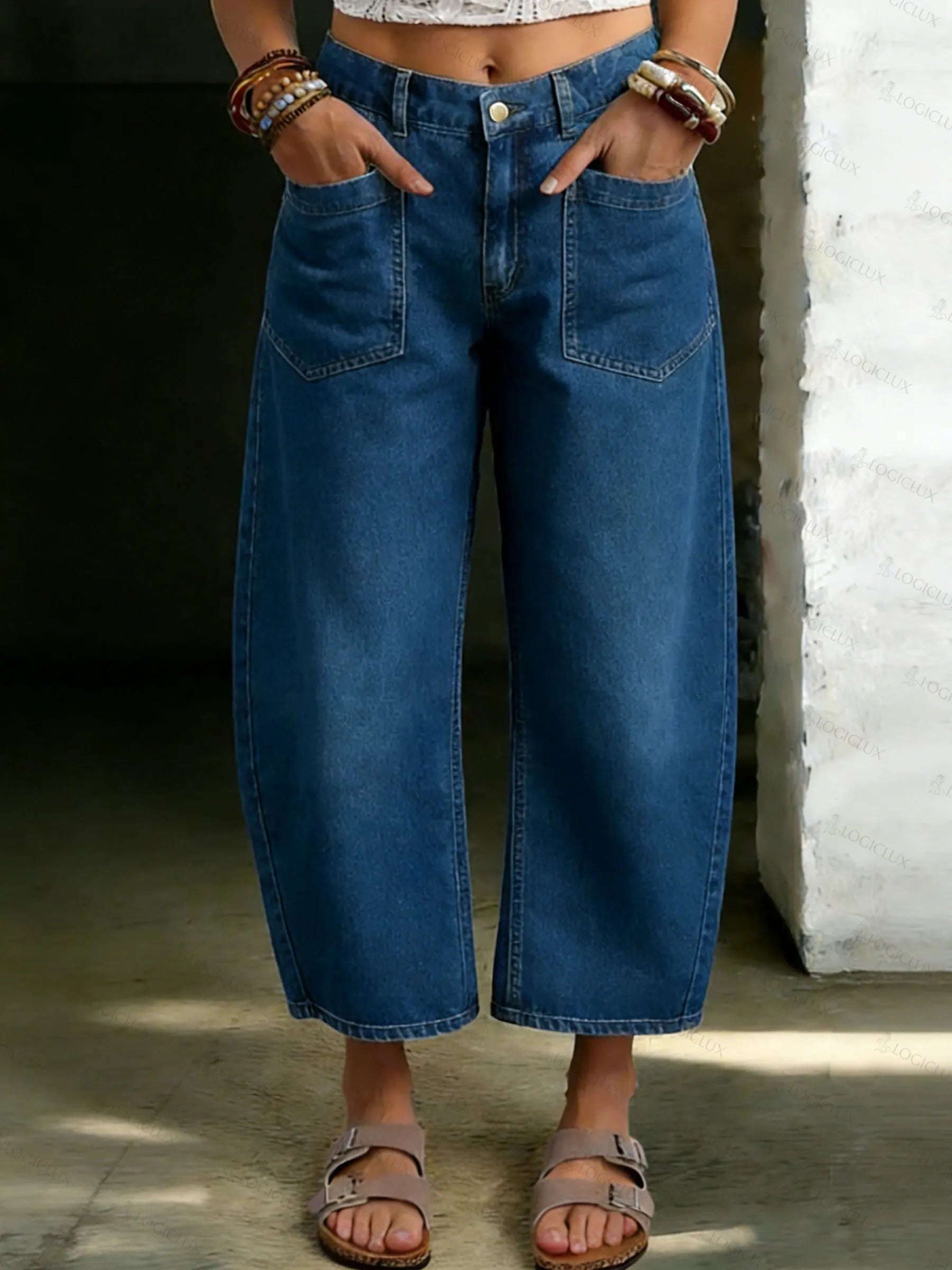 Stylish Loose Casual Solid Color Denim Pants