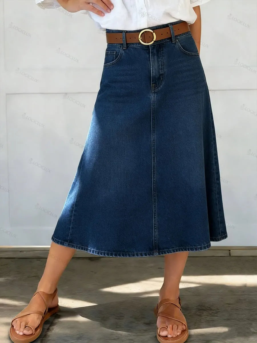 Women's High-waisted Casual Loose Denim Skirt