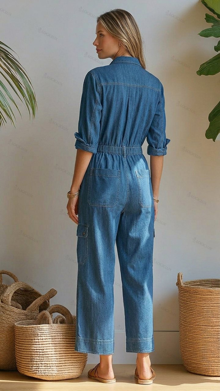 Women's Multi-pocket Denim Jumpsuit