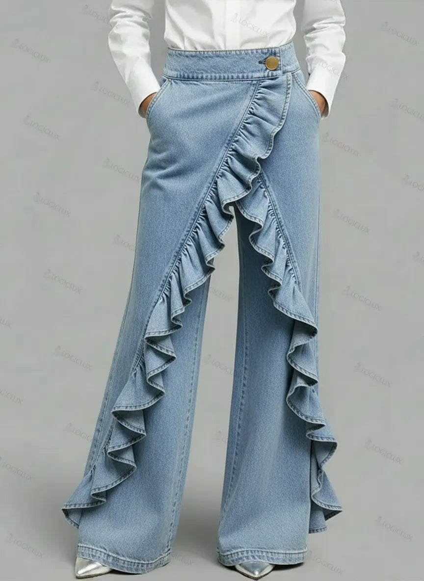 Women's High‐Waisted Relaxed Wide‐Leg Denim Jeans