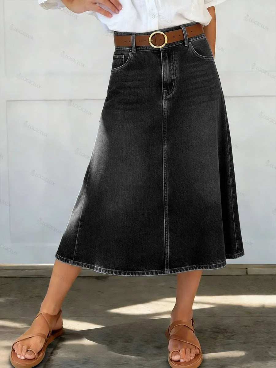 Women's High-waisted Casual Loose Denim Skirt
