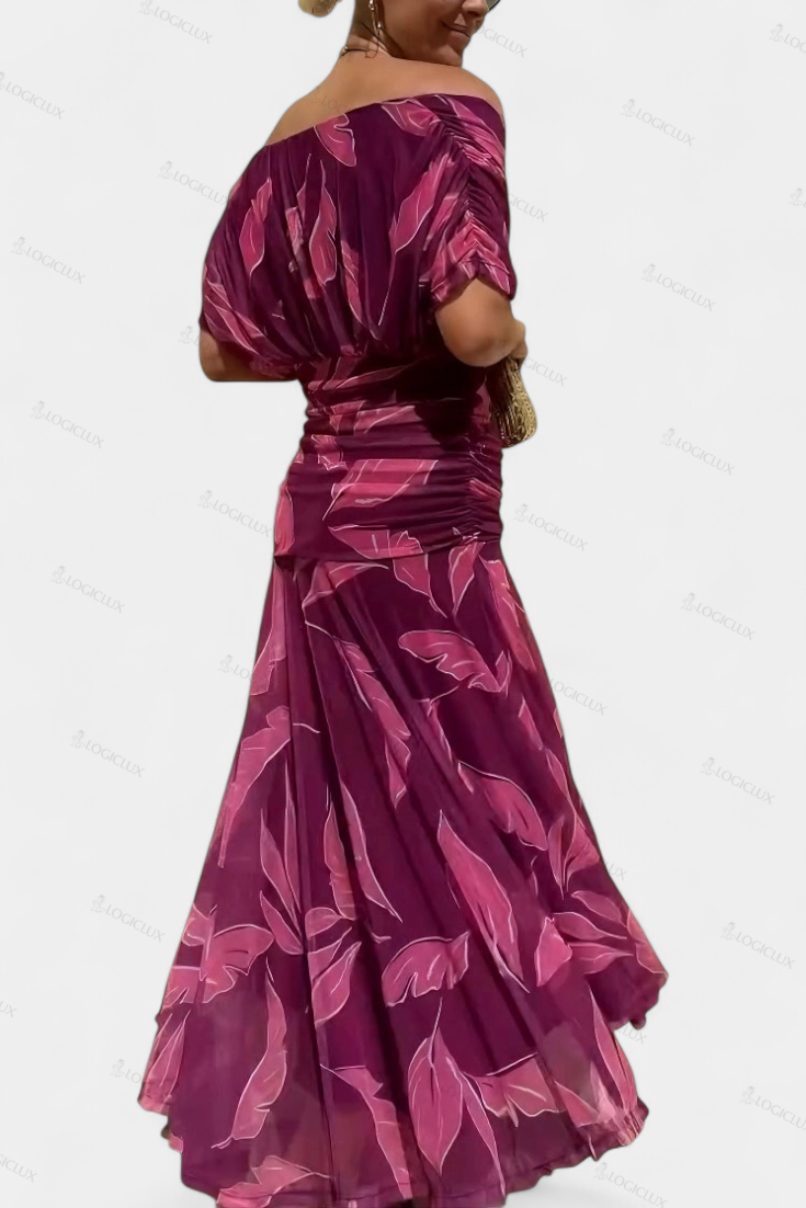 Long Floral Dress with V-Neck