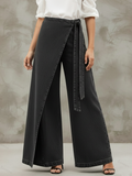 Stylish Elegant Wrap-around Faux Two-piece Denim Pants