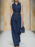 Vintage And Fashionable Casual Sleeveless Denim Jumpsuit