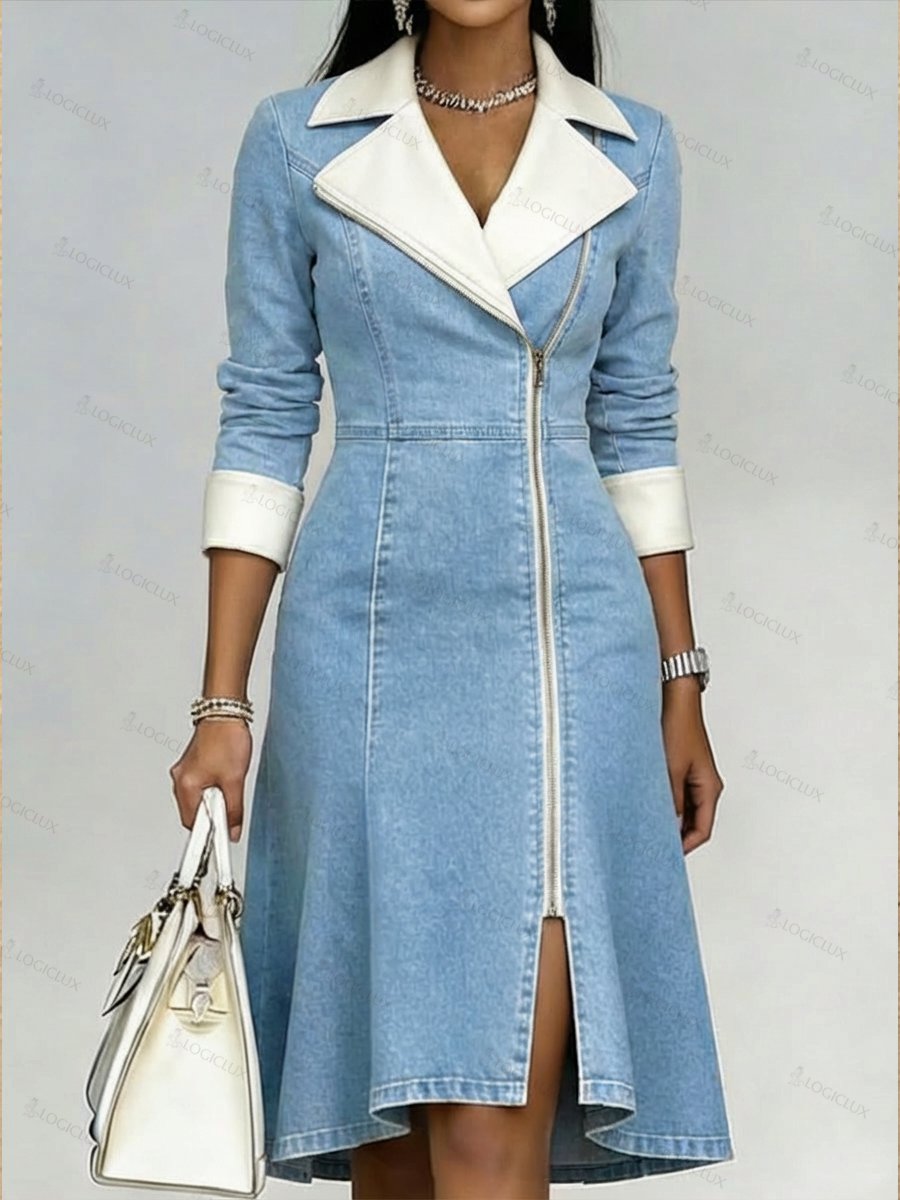 Women's Slim-fit Patchwork Denim Dress