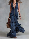 Women's Sleeveless Dress With Decorative Lace