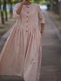 Women's Cotton and Linen Loose Casual Dress