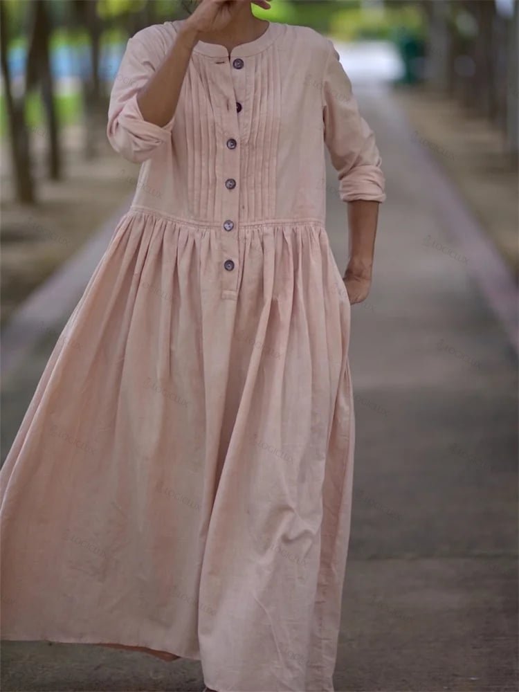 Women's Cotton and Linen Loose Casual Dress