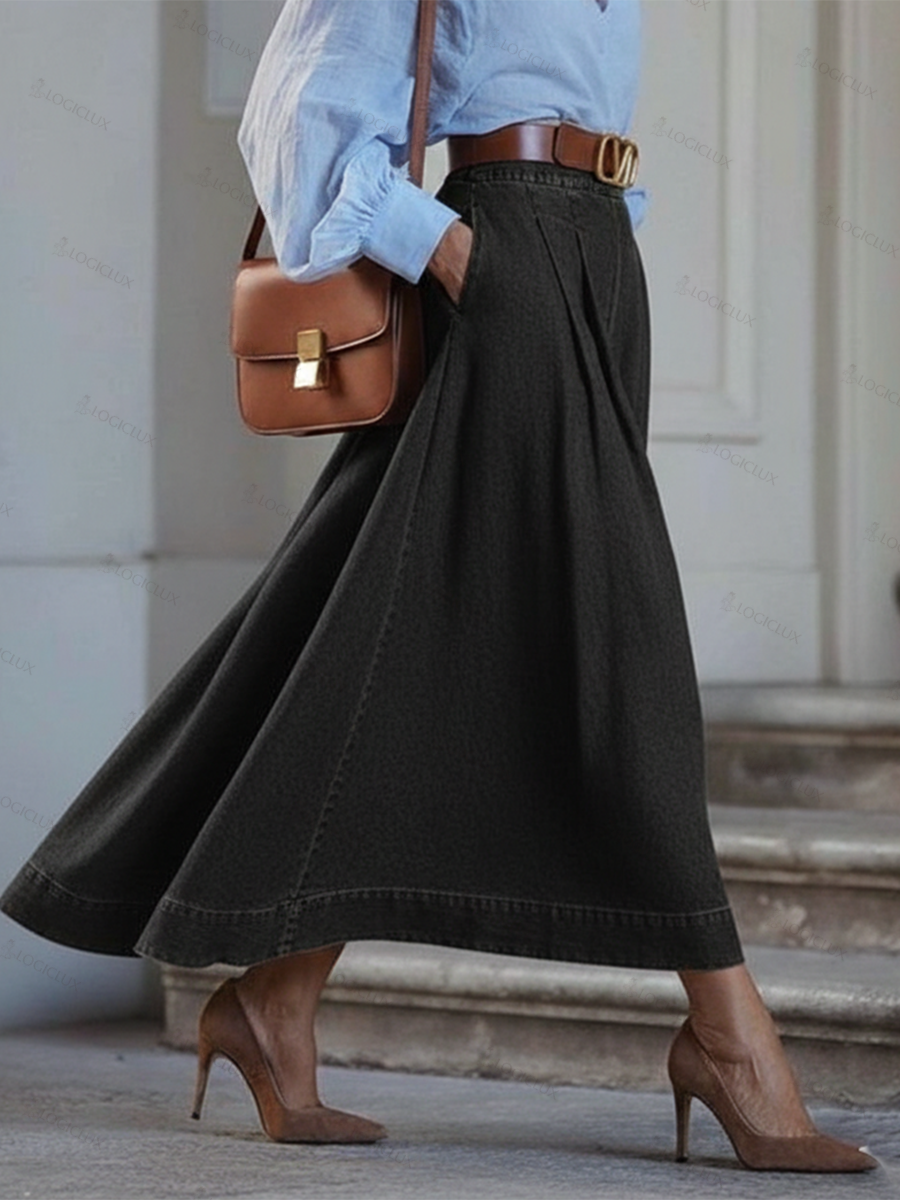 Elegant Stylish Irregular Hem Denim Skirt
