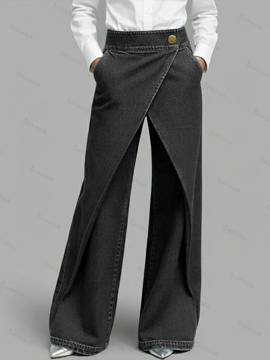 Women's High-waisted Casual Loose-fitting Wide-leg Jeans