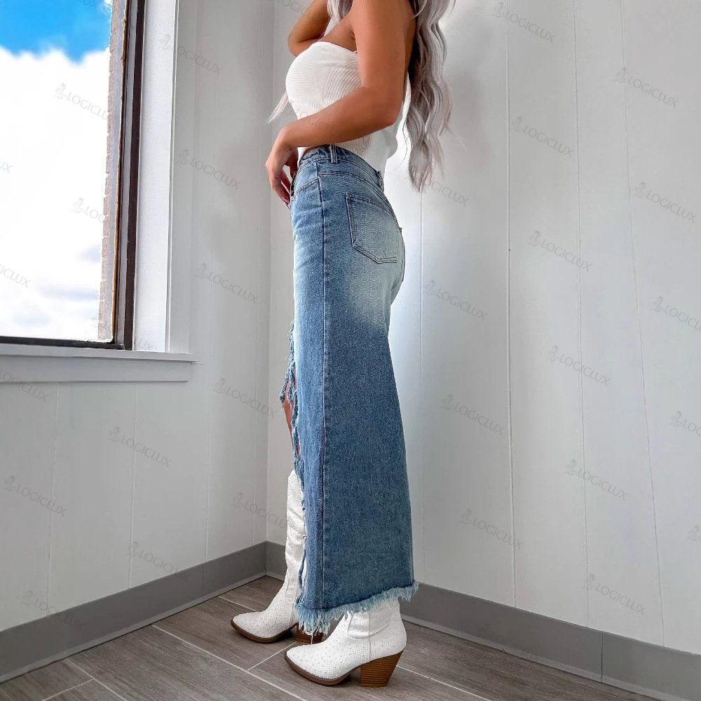The Denim Maxi Skirt