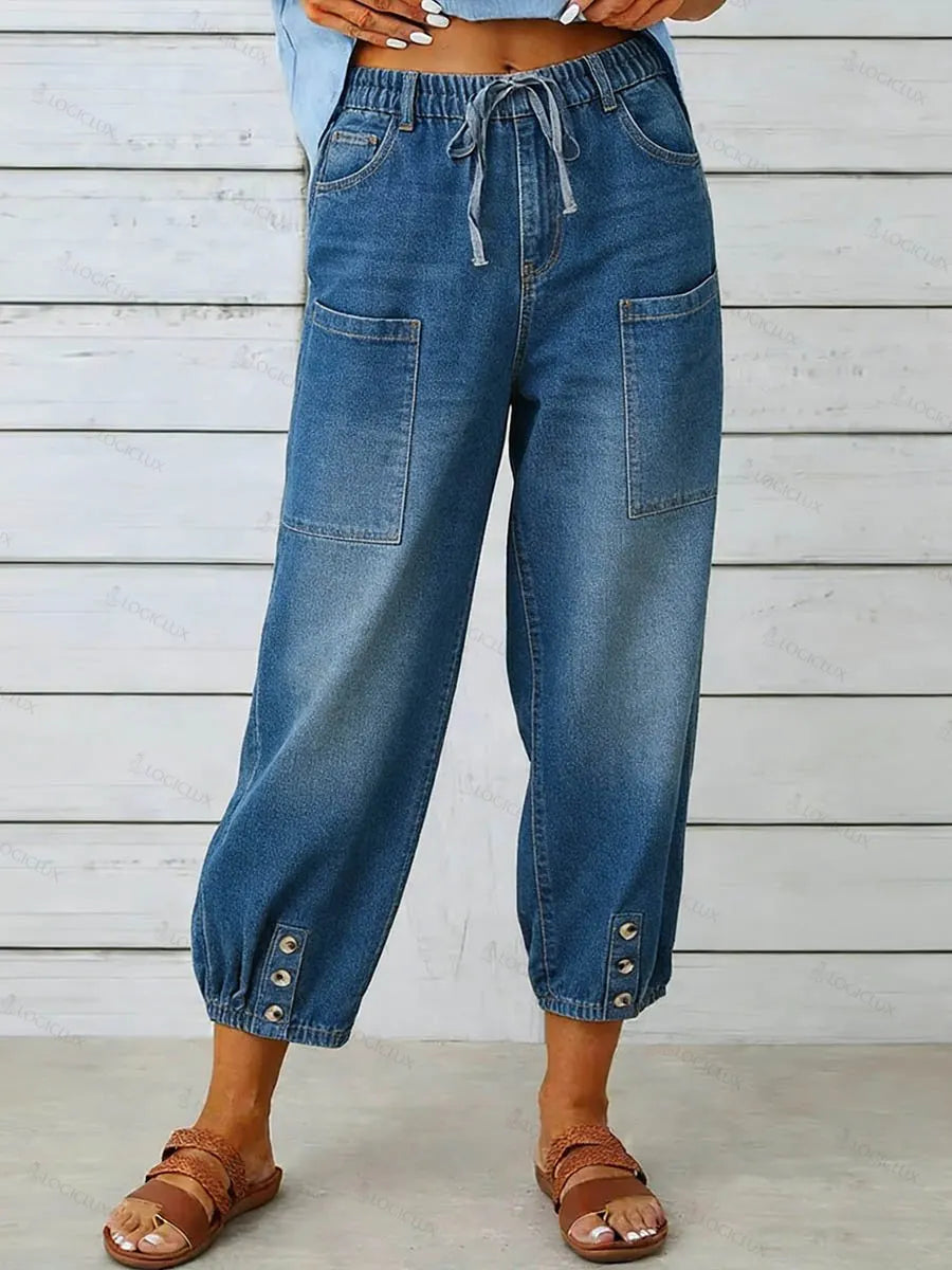 Women's High-waisted Casual Loose-fitting Wide-leg Jeans