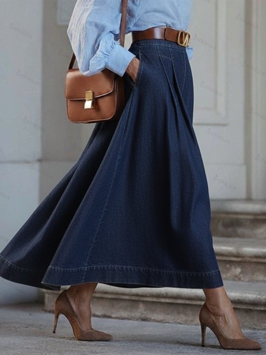 Elegant Stylish Irregular Hem Denim Skirt