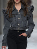 Women's Ruffled Denim Jacket