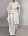 Women Casual Plain Shirt and Pants Two-pieces Set
