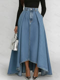Women's High-waisted Loose-fitting A-line Denim Skirt