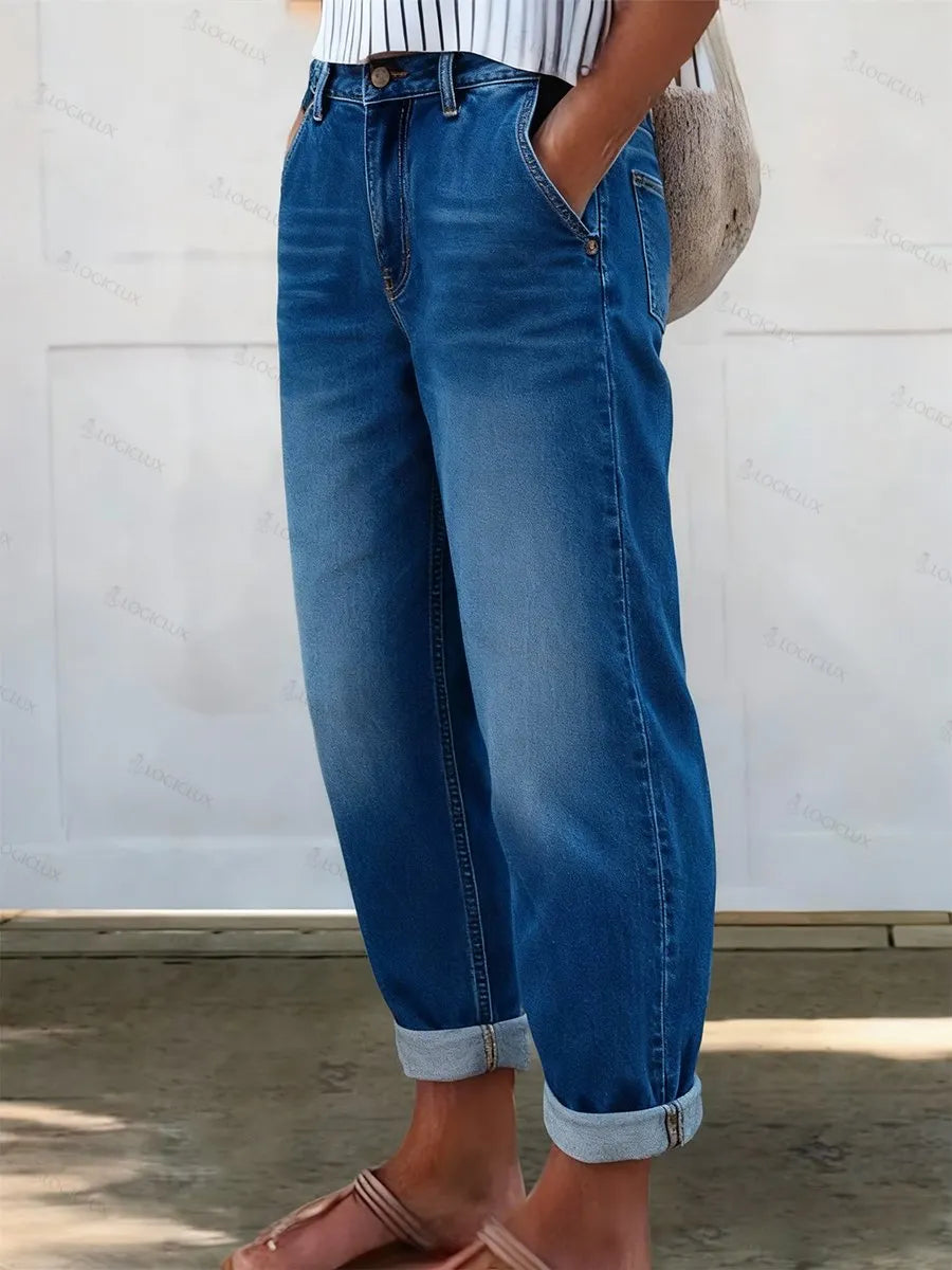 Women's Straight-leg Casual Cotton Jeans