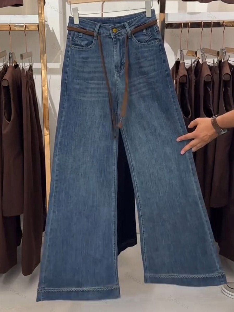 Women's High-waisted Casual Loose-fitting Wide-leg Jeans