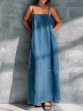 Women's Sleeveless Casual Loose Denim Suspender Dress