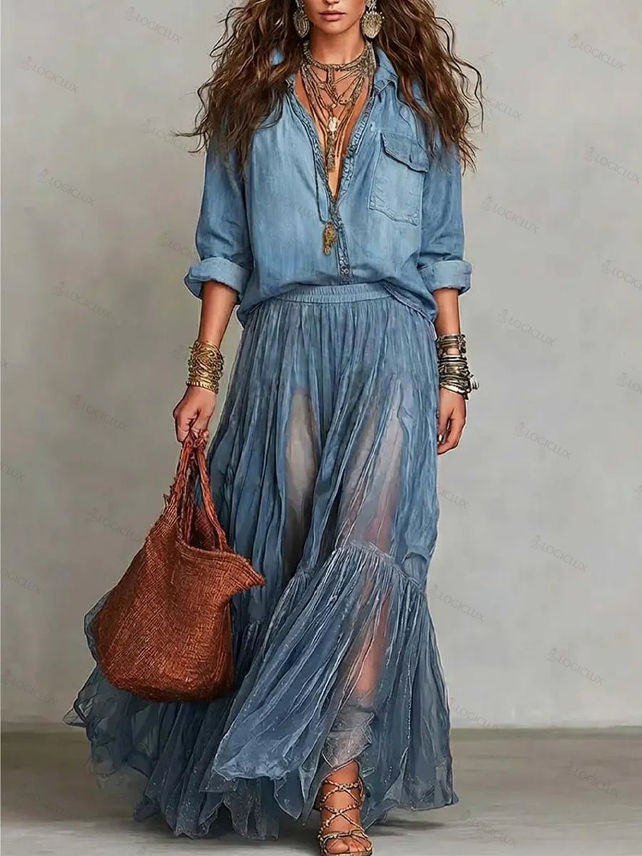 Women's Casual Stylish Organza Art Long Skirt