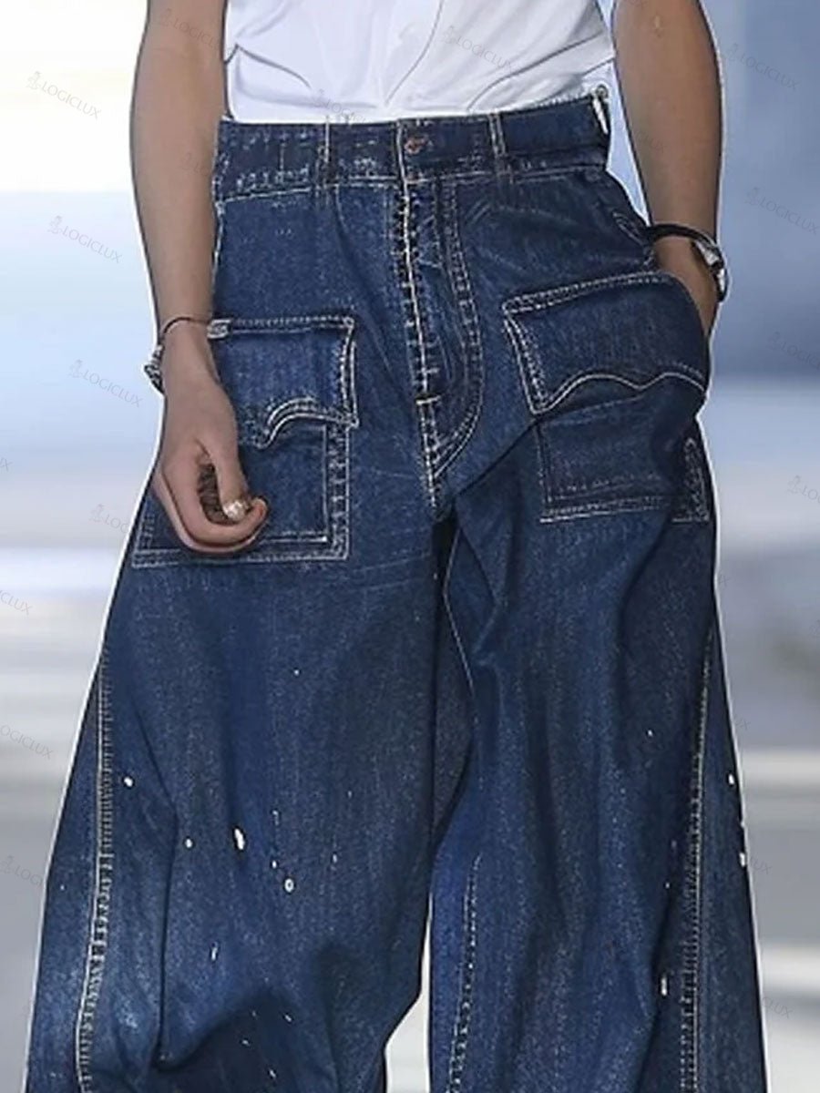 ¡3⁄424-hour shipping out¡¿Casual Loose Graffiti Multi-Pocket Jeans