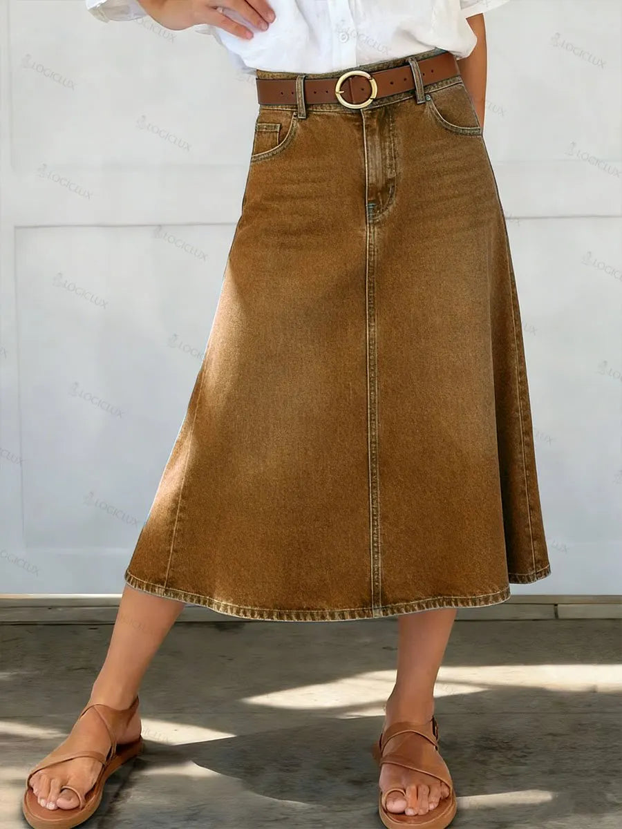 Women's High-waisted Casual Loose Denim Skirt