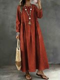 Long Sleeved Lotus leaf collar  Loose Denim Dress