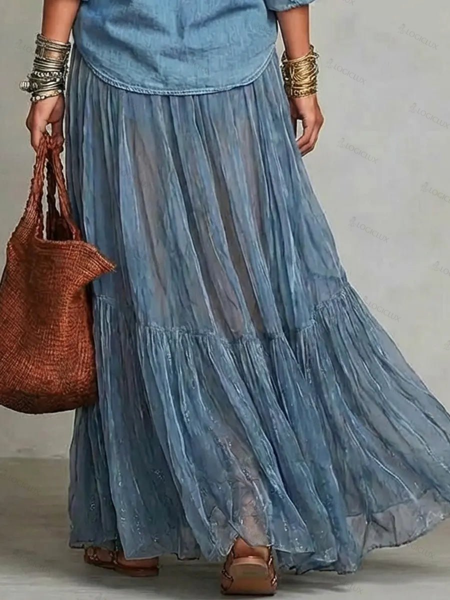 Women's Casual Stylish Organza Art Long Skirt