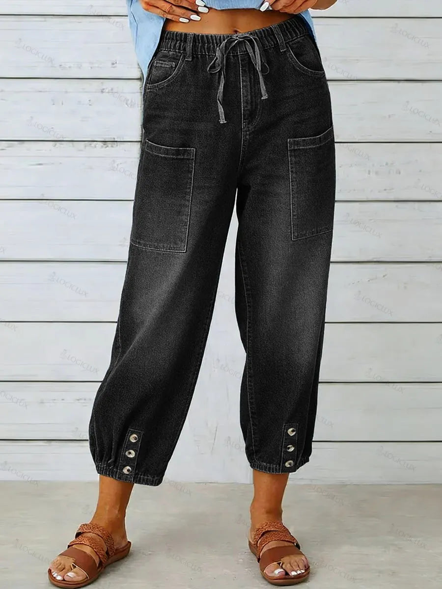 Women's High-waisted Casual Loose-fitting Wide-leg Jeans