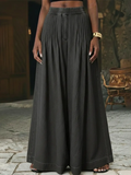 Retro Pleated Extra-wide Leg Denim Trousers