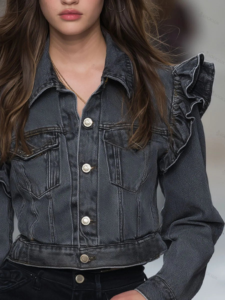 Women's Ruffled Denim Jacket