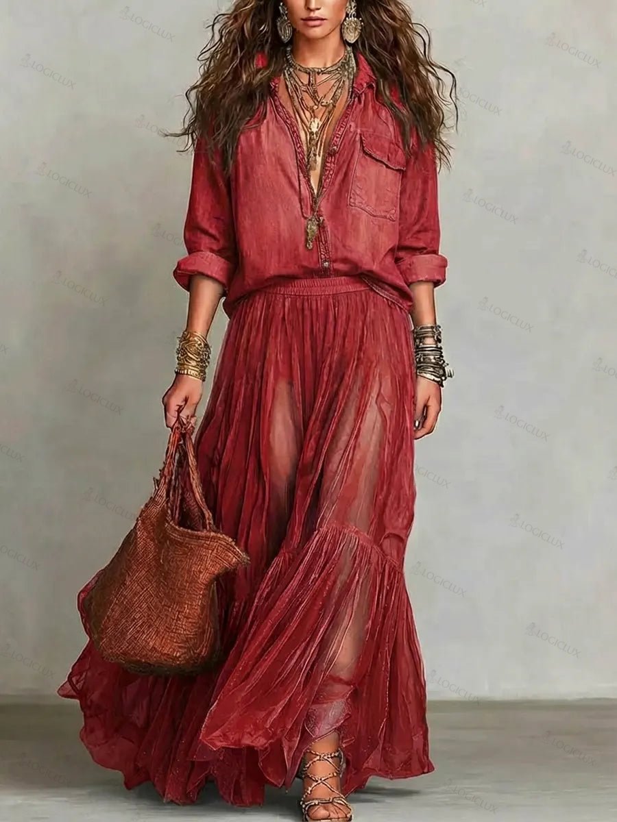 Women's Casual Stylish Organza Art Long Skirt