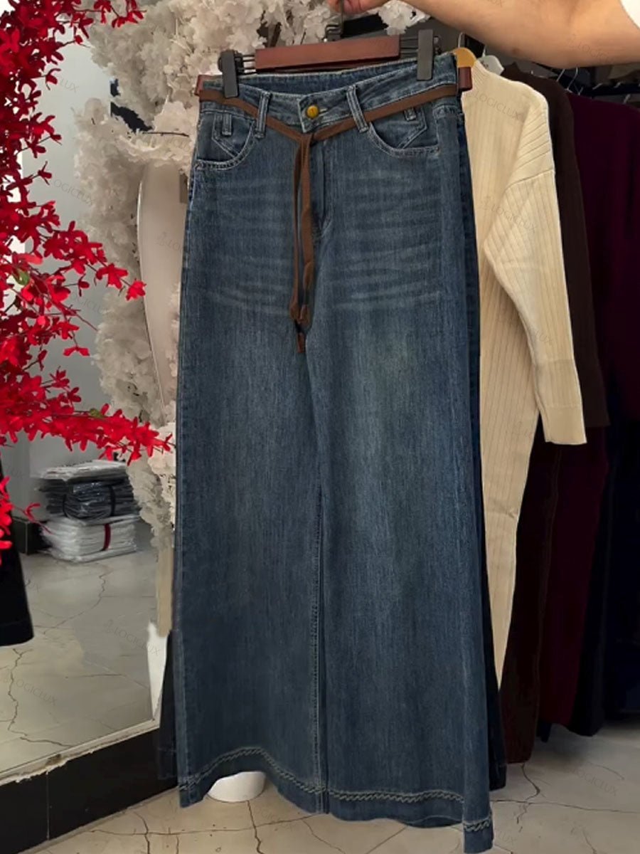 Women's High-waisted Casual Loose-fitting Wide-leg Jeans