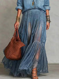 Women's Casual Stylish Organza Art Long Skirt