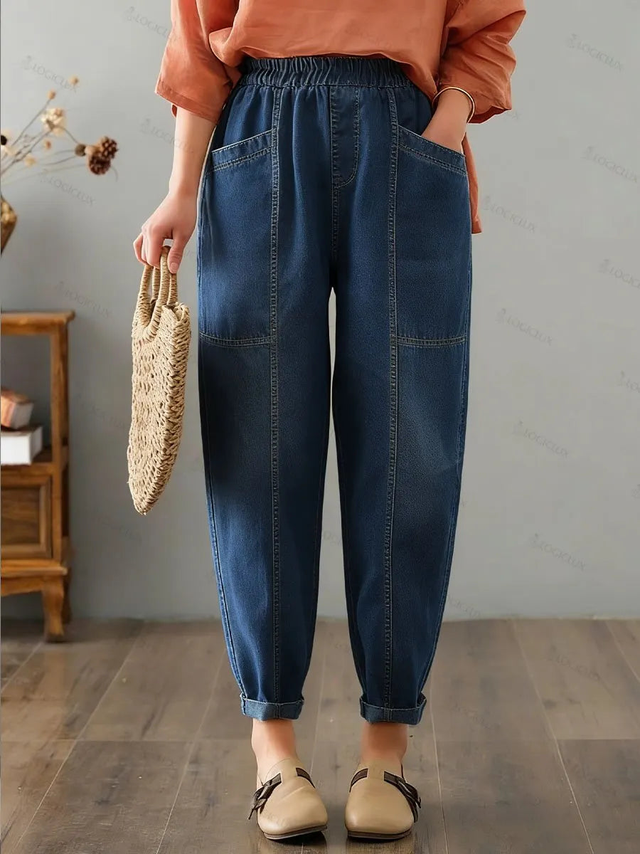 Women's High-waisted Loose-fitting Harem Jeans