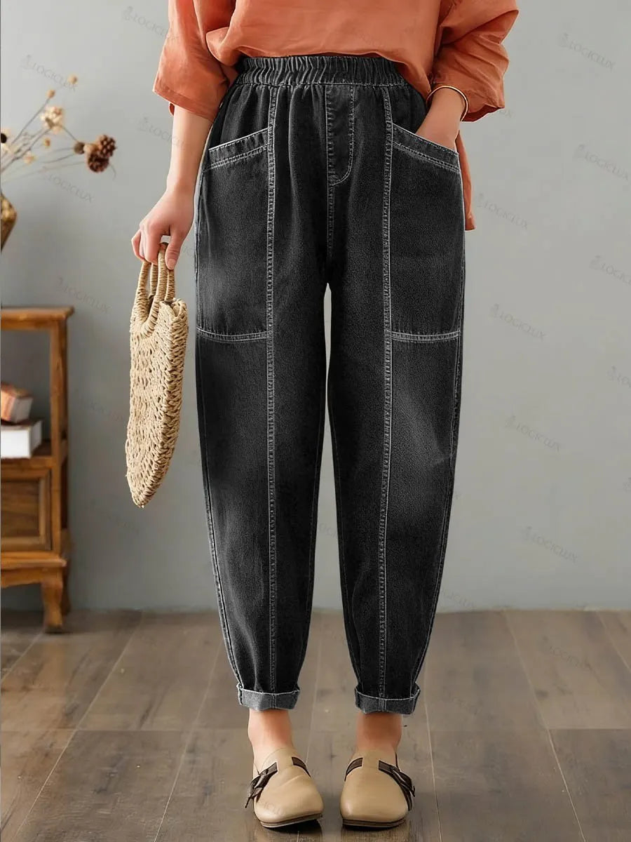 Women's High-waisted Loose-fitting Harem Jeans
