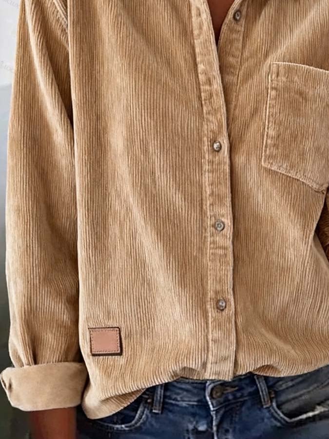 Women'S Casual Loose Corduroy Long Sleeve Shirt
