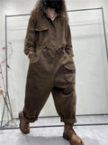 Vintage literary hundred hundred size loose one-piece dress pants
