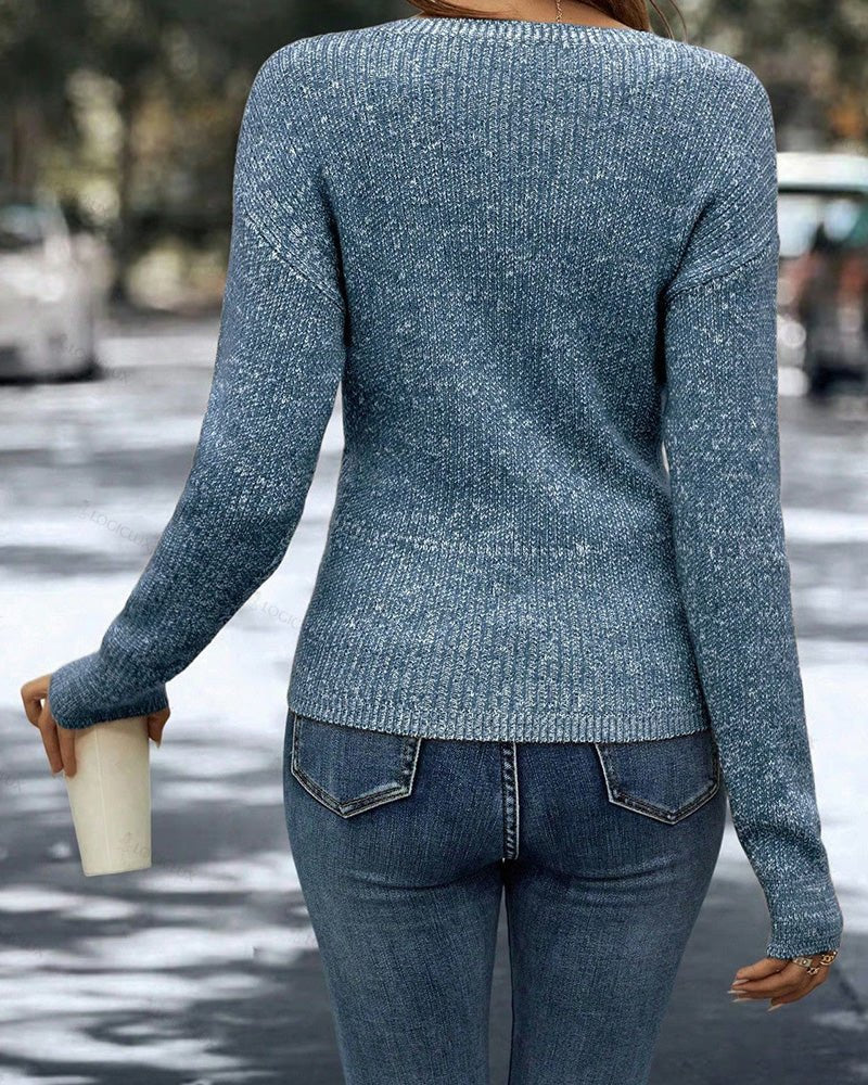 Elegant Ruched V-Neck Sweater