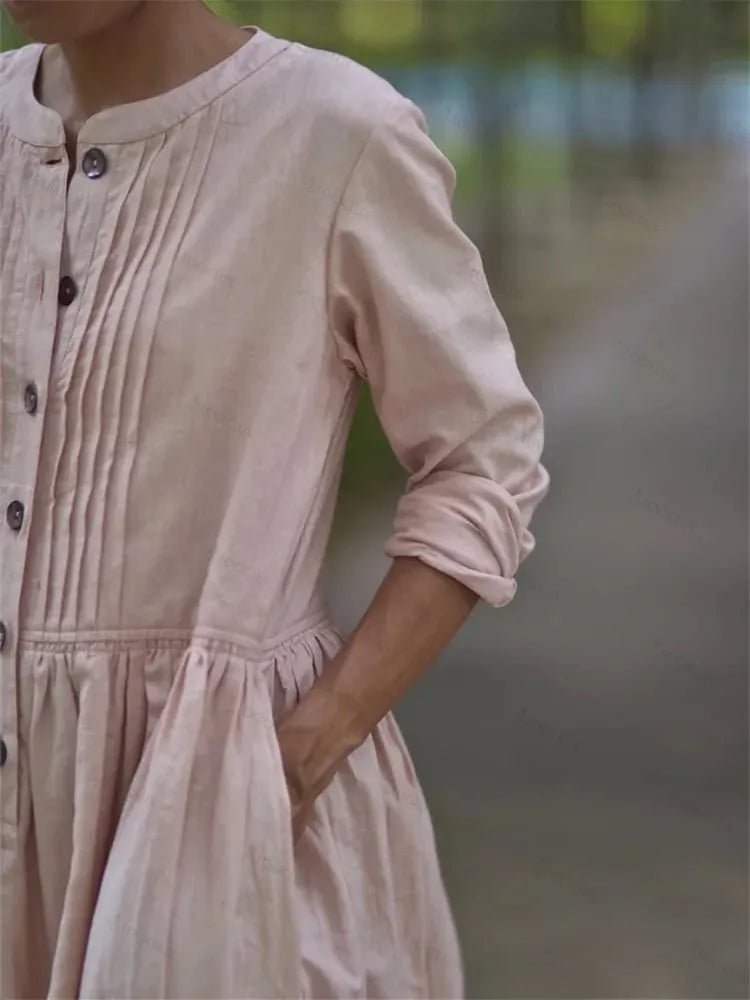 Women's Cotton and Linen Loose Casual Dress