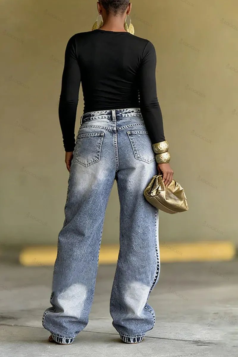 Women's Two-Piece Street Style Fashion Jeans