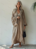 Linen Boho Stylish Printed Kaftan Maxi Dress