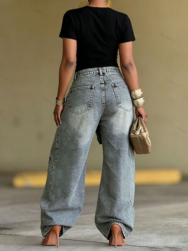 Tied Wide-Leg Jeans