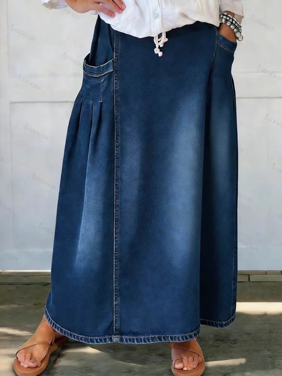 Women's High-waisted Casual Loose Denim Skirt