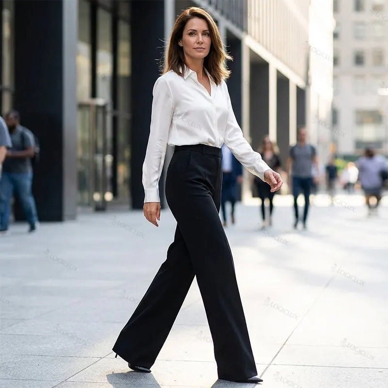 ElaraTM - High Waisted Wide Leg Suit Trousers