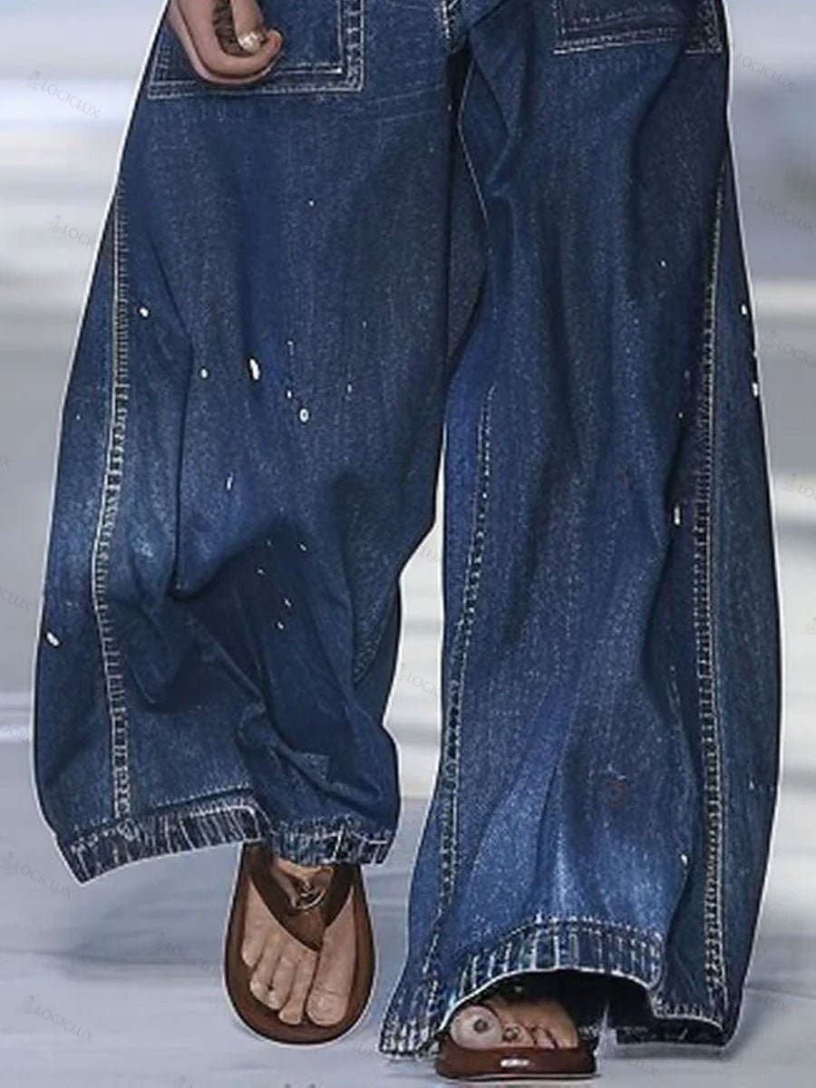 ¡3⁄424-hour shipping out¡¿Casual Loose Graffiti Multi-Pocket Jeans