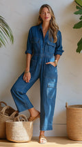 Women's Multi-pocket Denim Jumpsuit
