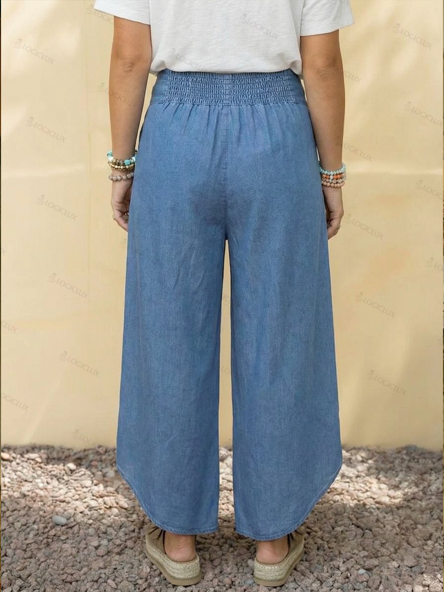 Women's Fashionable Lace-up Tencel Cotton Trousers