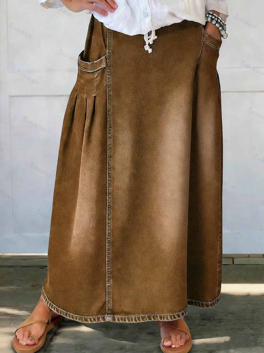 Women's High-waisted Casual Loose Denim Skirt